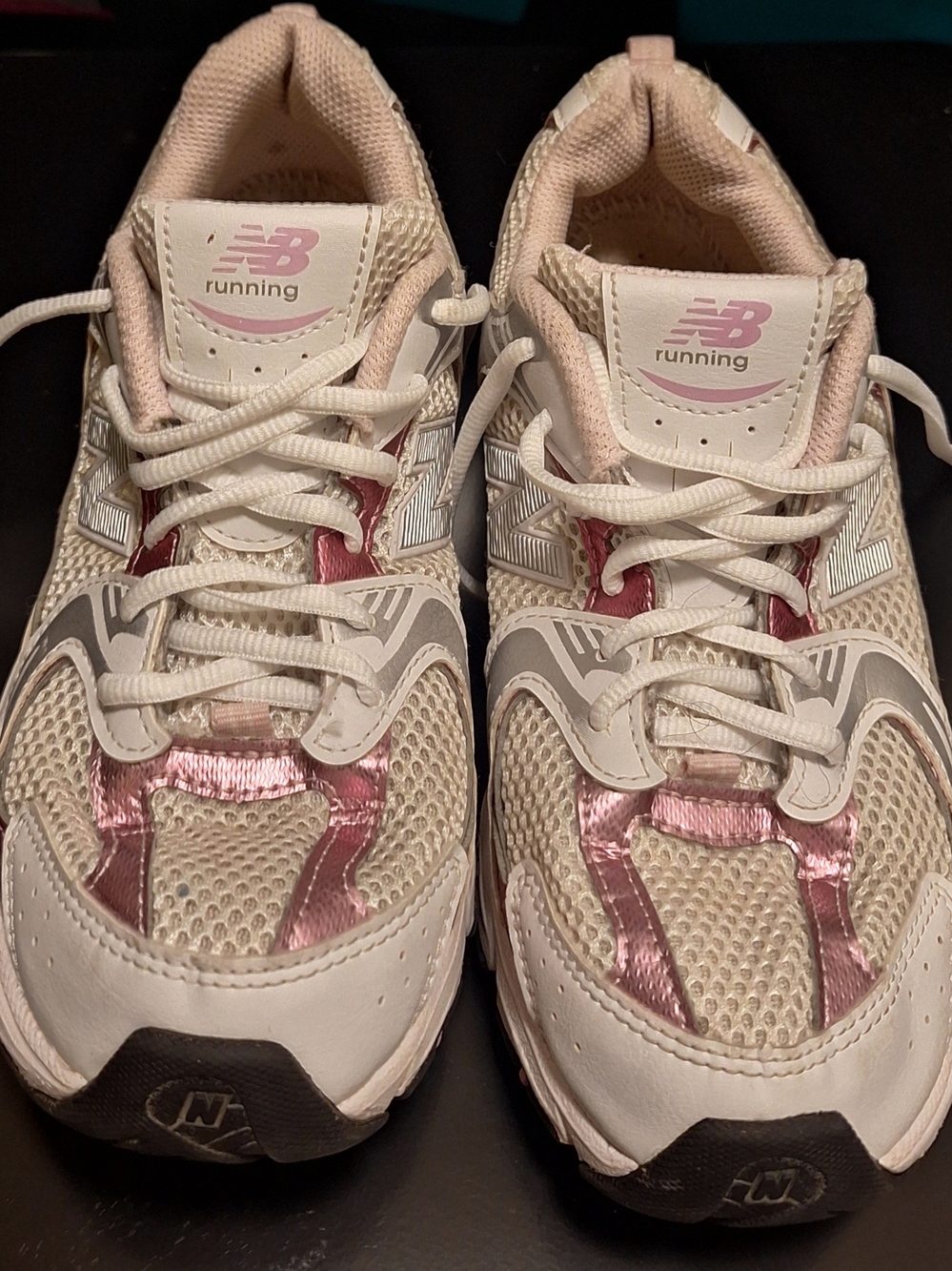 New Balance Womens' White & Pink Running Shoes